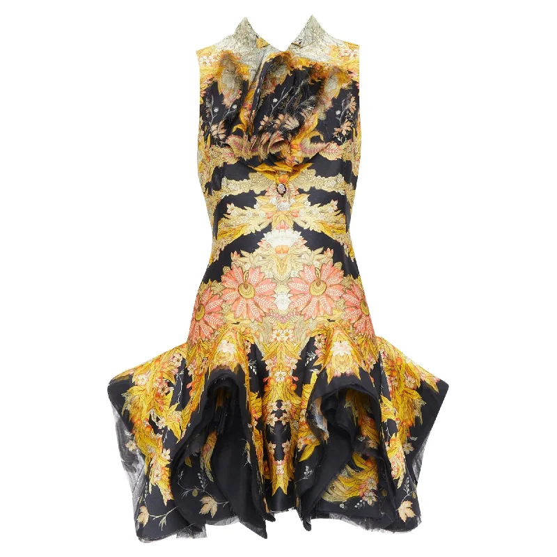 ruffle dressAlexander Mcqueen Skeleton Foliage Floral Ruffle Dress