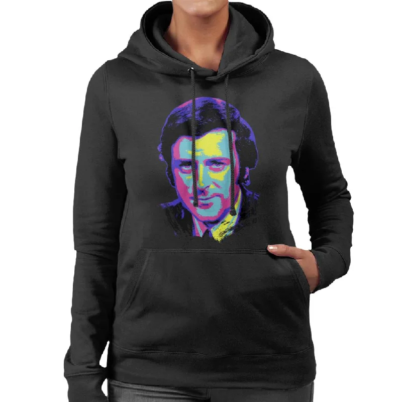 stylish hoodieTV Times Presenter Terry Wogan 1972 Pop Art Stylised Women's Hooded Sweatshirt