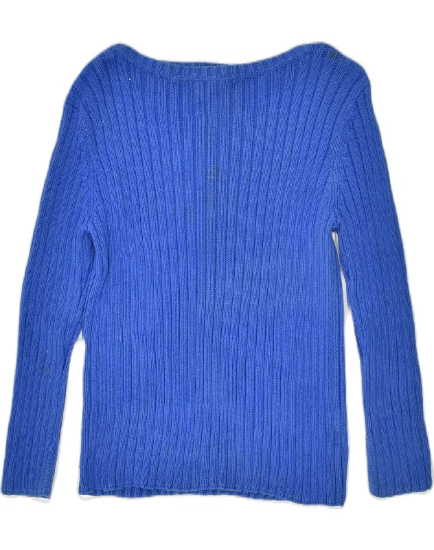 chic pullover hoodieRALPH LAUREN Womens Boat Neck Jumper Sweater UK 16 Large Blue Cotton